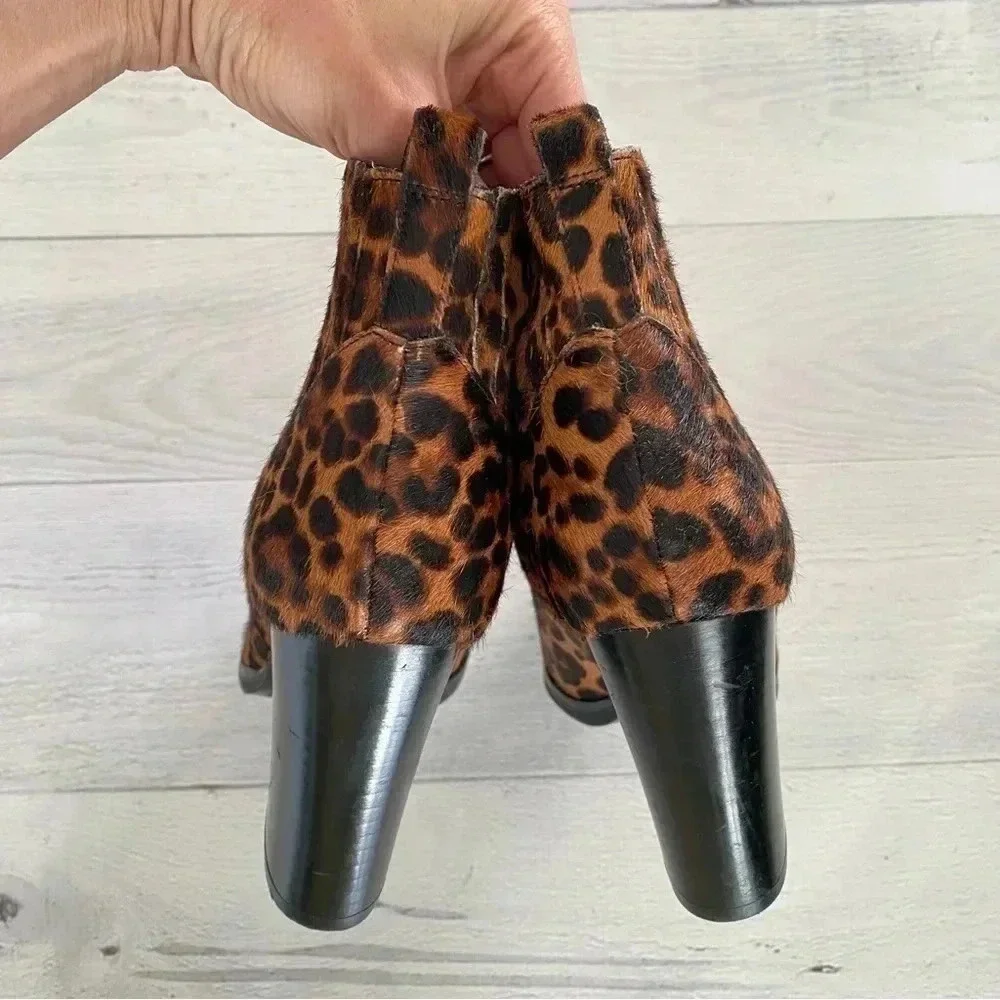 Marc Fisher | Genuine Calf Hair Leather Pointed Toe Block Heel Booties Women 7.5